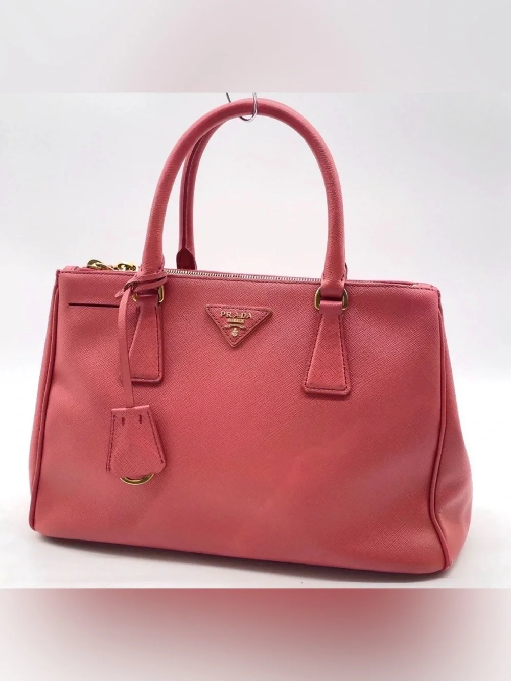 Prada Saffiano Galleria Leather Satchel Bag - Coral Pink